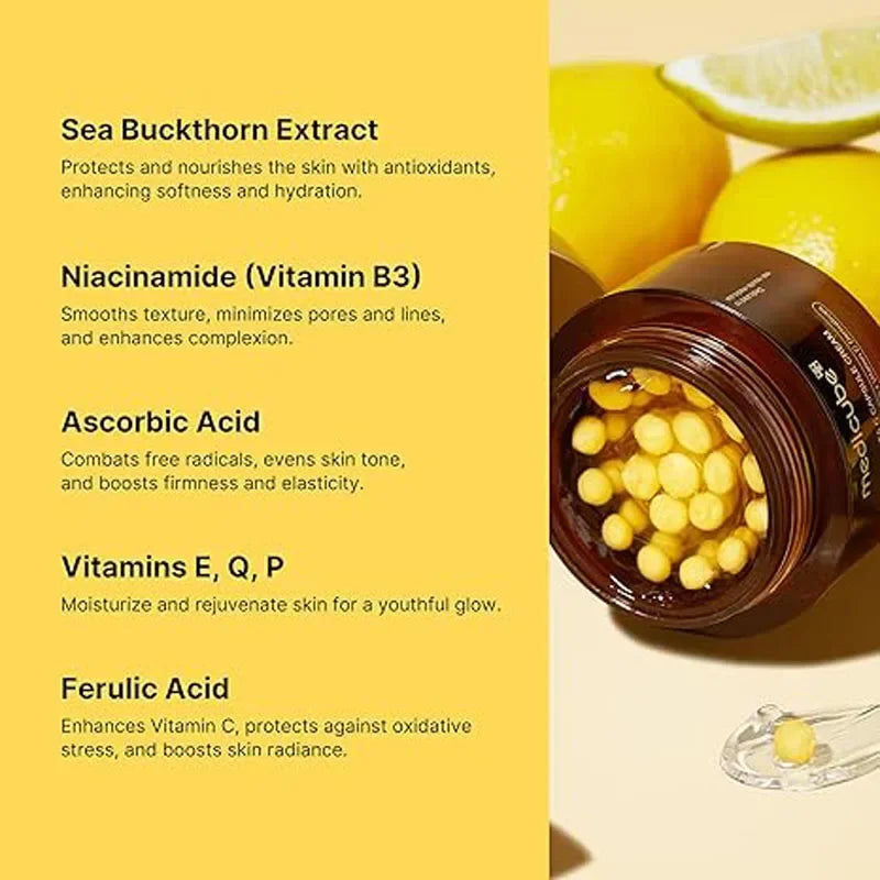 Hydratant hydratant pour le visage à capsule dorée de vitamine C profonde, protection antioxydante, soins légers quotidiens pour la peau