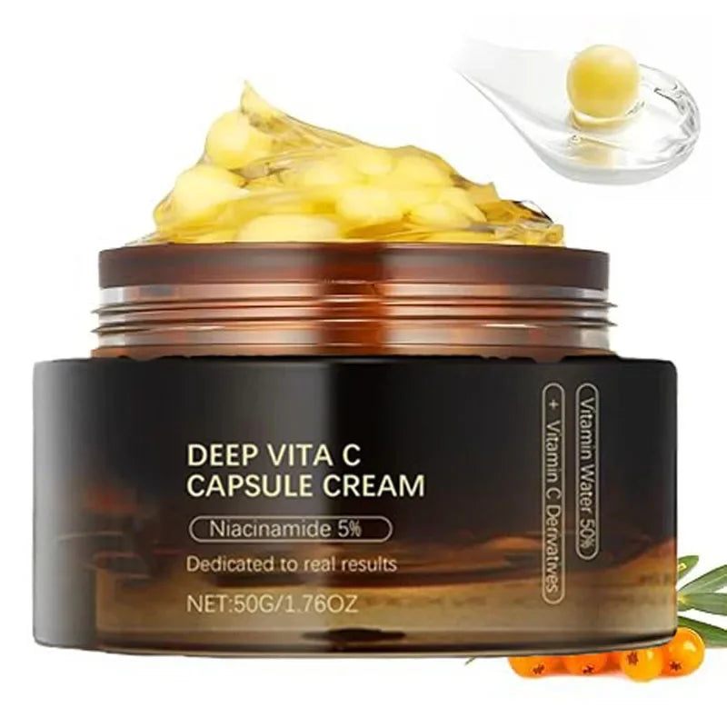 Hydratant hydratant pour le visage à capsule dorée de vitamine C profonde, protection antioxydante, soins légers quotidiens pour la peau